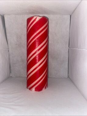 Source Unknown Red and White Spiral Pillar Candle
